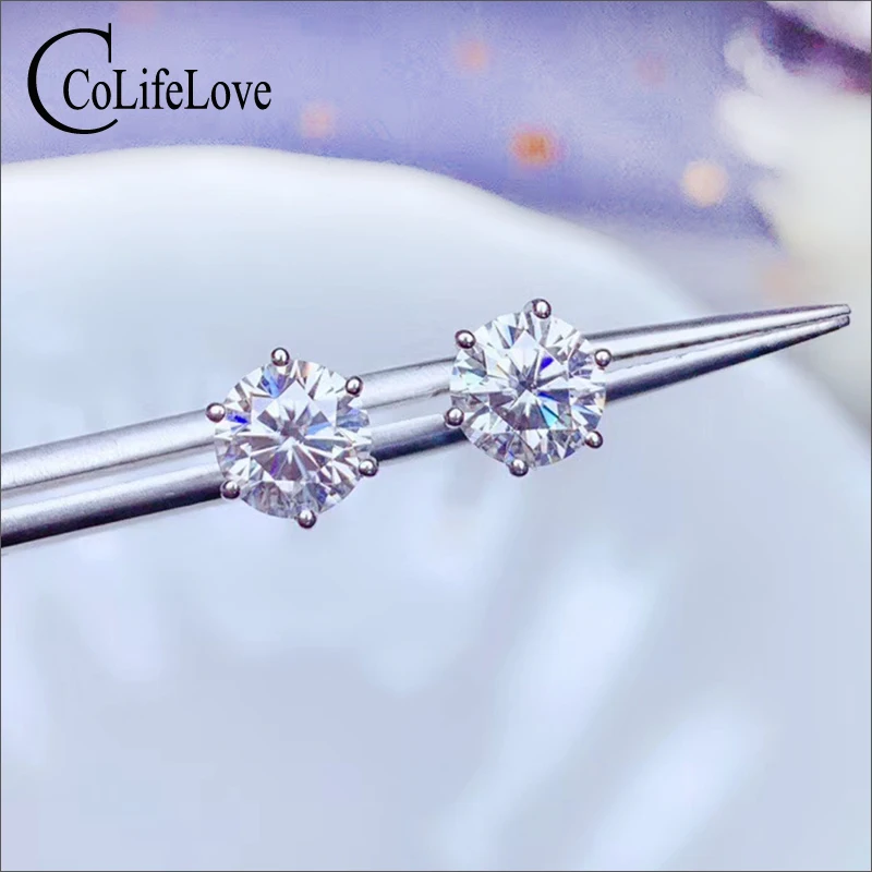 CoLife Jewelry 925 Silver Moissanite Earrings for Daily Wear 6.5mm VVS1 Grade Moissanite Stud Earrings Birthday Gift for Girl