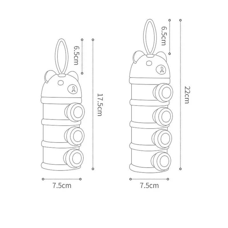 Caja de leche en polvo portátil de 3/4 capas para bebé, caja de almacenamiento multifuncional para aperitivos, caja de comida para bebé