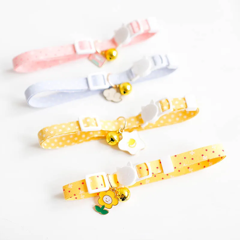 Ошейники в горошек для собак, милые колокольчики, регулируемое ожерелье под заказ, аксессуары для домашних животных, ошейник для кошек с колокольчиком