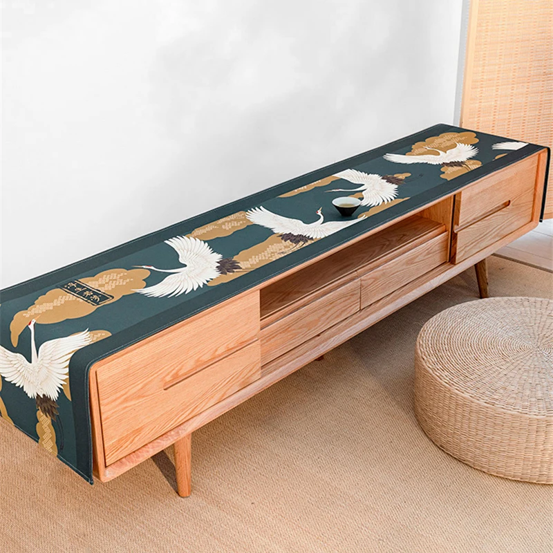 

Japanese Cabinet Table Runner National Style Waterproof Oil-proof Wash-Free Cotton Linen Fabric Tablecloth Diningroom Decoration