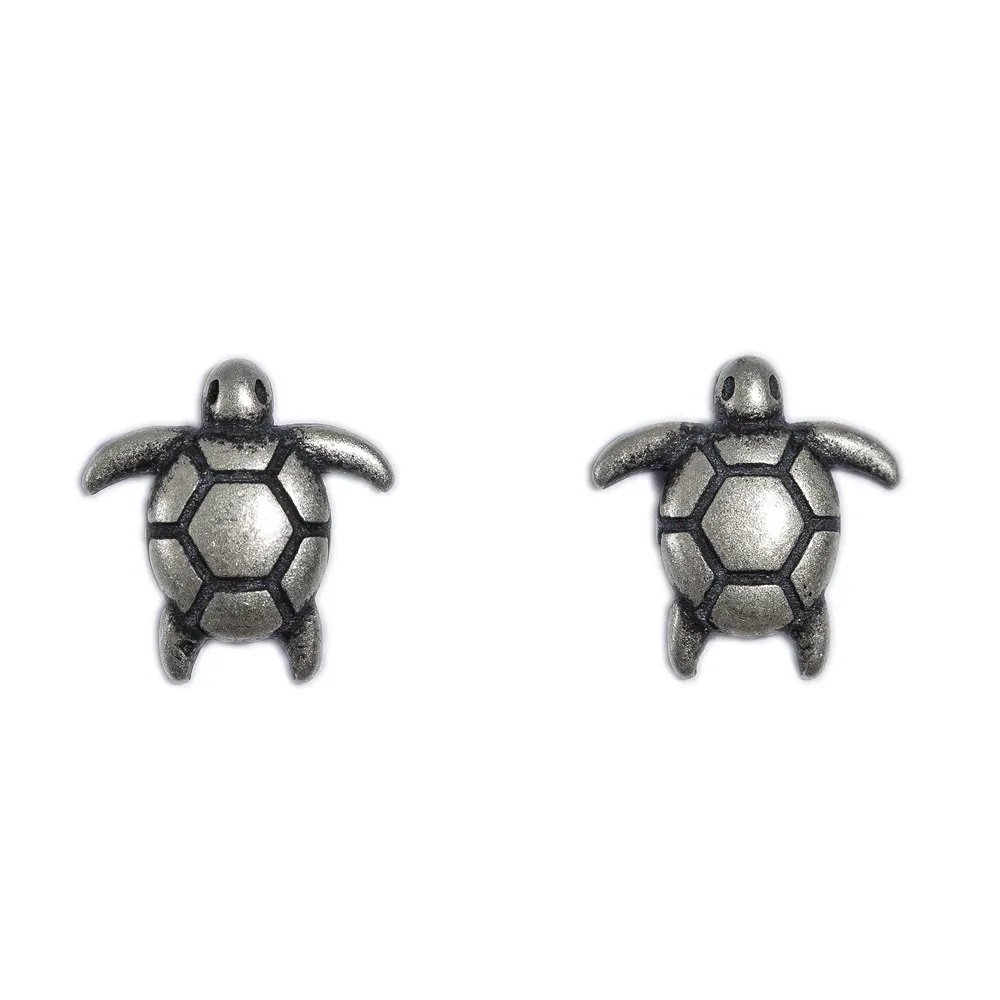 MKENDN Ocean Style 100% 925 Sterling Silver Creative Retro Cute Tiny Turtle Stud Earring For Men Women Ocean Lovers Jewelry