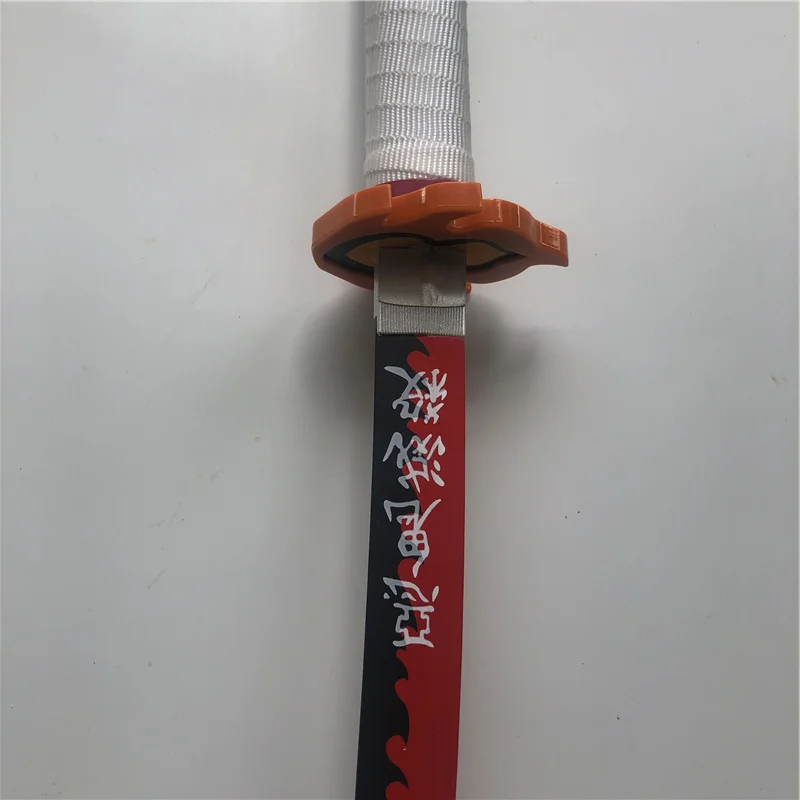 1:1 Anime Kimetsu Không Yaiba Thanh Kiếm Vũ Khí Demon Slayer Rengoku Kyoujurou Cosplay Thanh Kiếm Ninja Dao Gỗ Đồ Chơi 80Cm