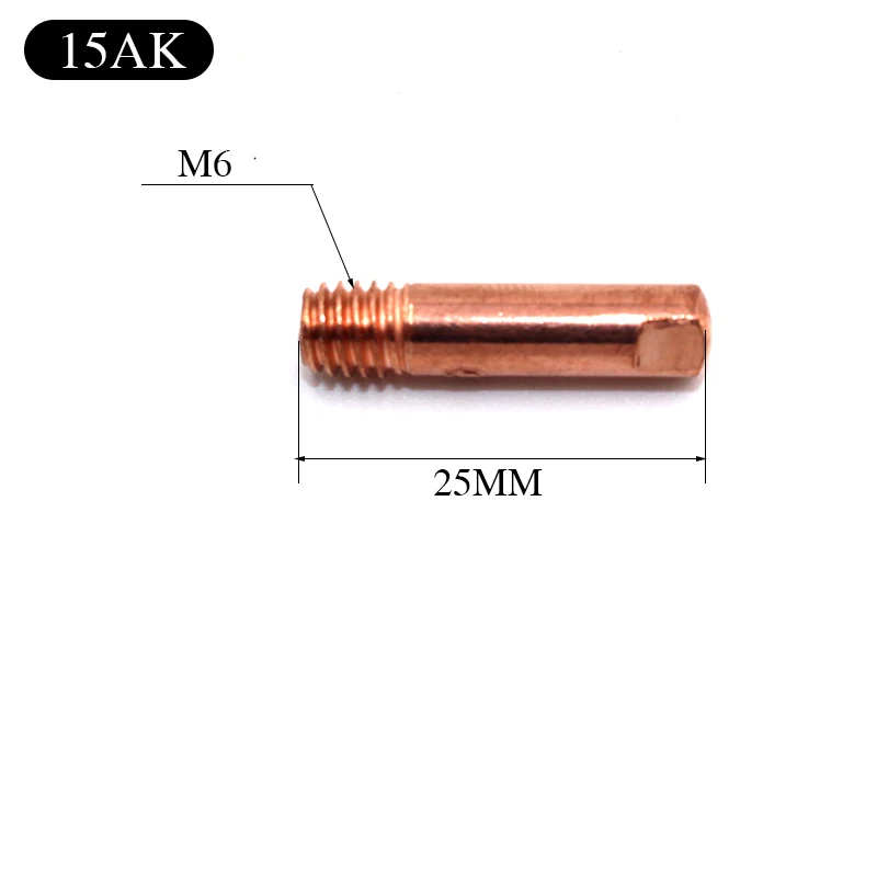 20pcs 15AK Contact Tips ECu Welder Consumables 0.8 0.9 1.0 1.2mm M6x25mm MAG Accessory for MIG Welding Torch