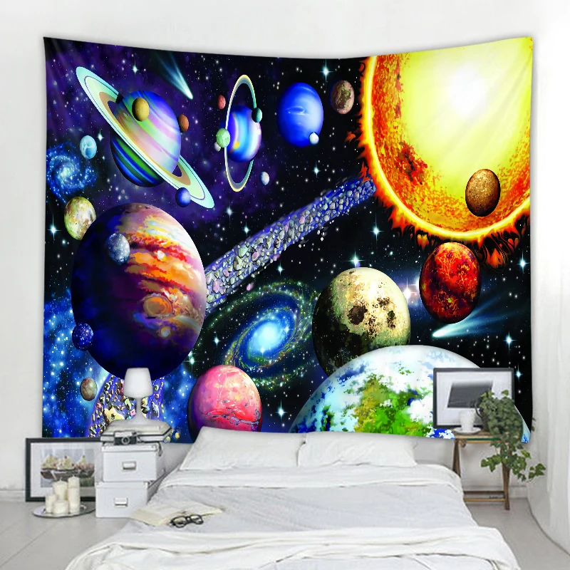 Cosmic planet decoration tapestry Bohemian hippie wall tapestry dormitory study room education decoration tapestry mandala decor