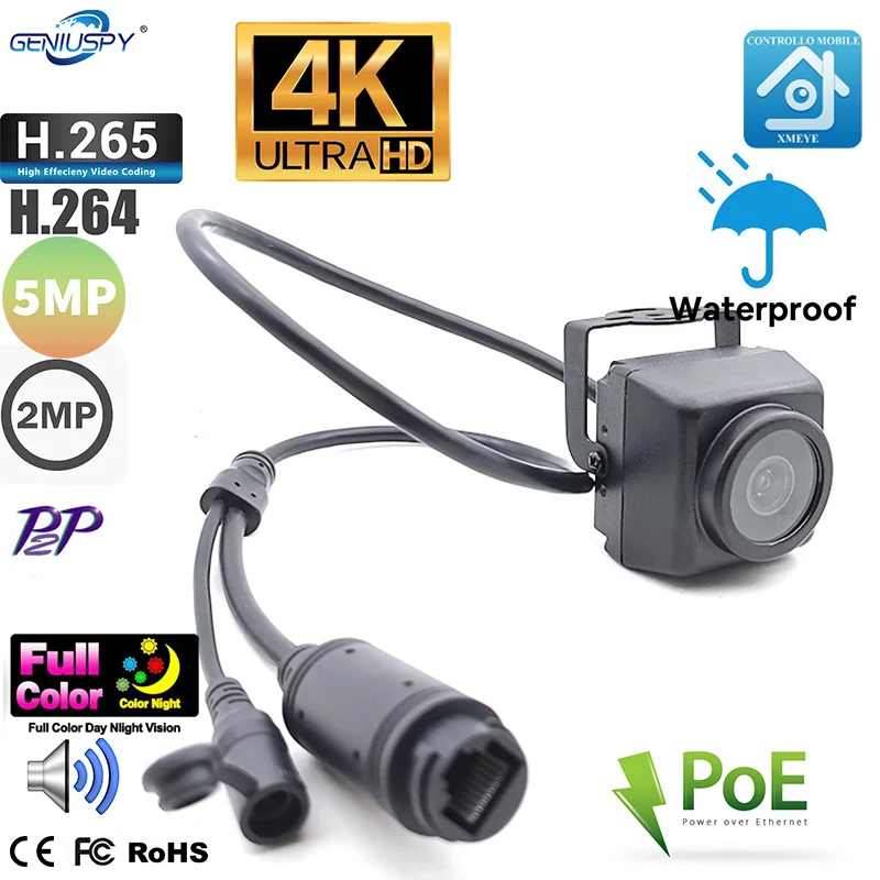 XMEYE Security Outdoor Waterproof Full Color Starlight 8MP 4K 5MP 2MP Micro IP Network POE CCTV Video Surveillance Camera Audio