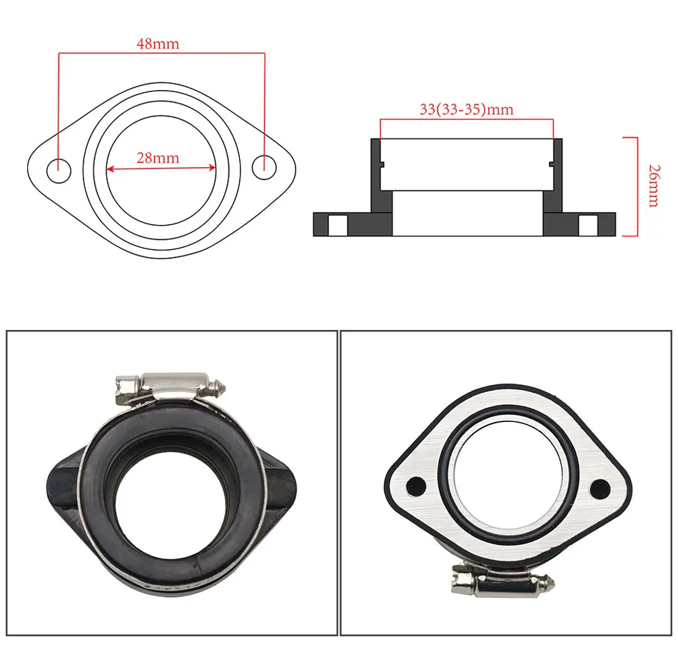 ZSDTRP Motorrad Vergaser Adapter Einlass Ansaugrohr für PWK 21/24/26/28/30/32/34mm PE26/28/30mm TM28/32/34 Carb Pit Dirt Bike – Detail 7