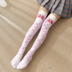 Women Sexy High Tube Over The Knee Long Stockings Pink Cartoon Cat Piggy Cute Girl Thin Stockings Cosplay Silk Kawaii Sweet Gift