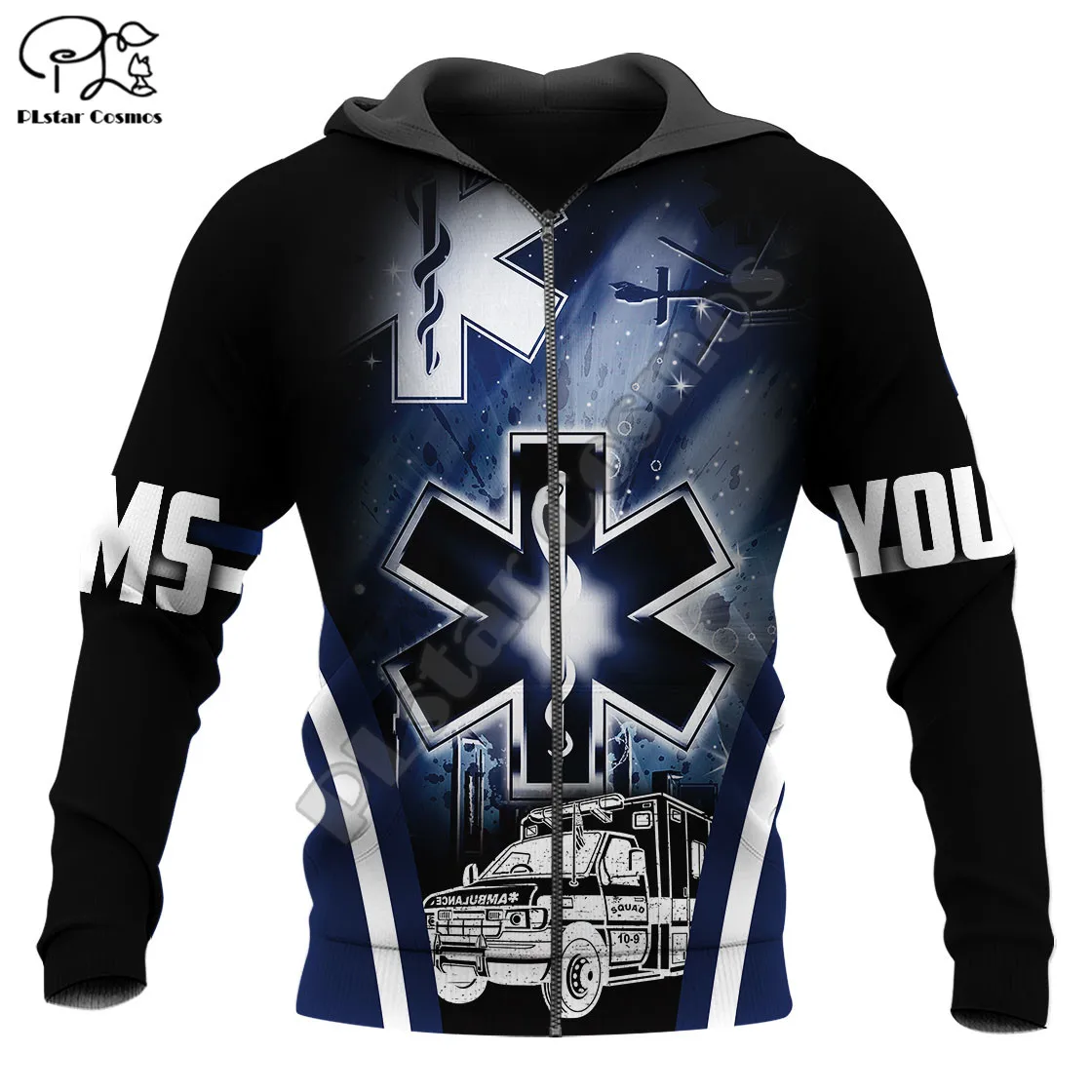 PLstar Cosmos EMS Emergency Medical Service 3D Printed Hoodies Sweatshirts Zip Hooded For Men/Women Casual Streetwear Style-E11