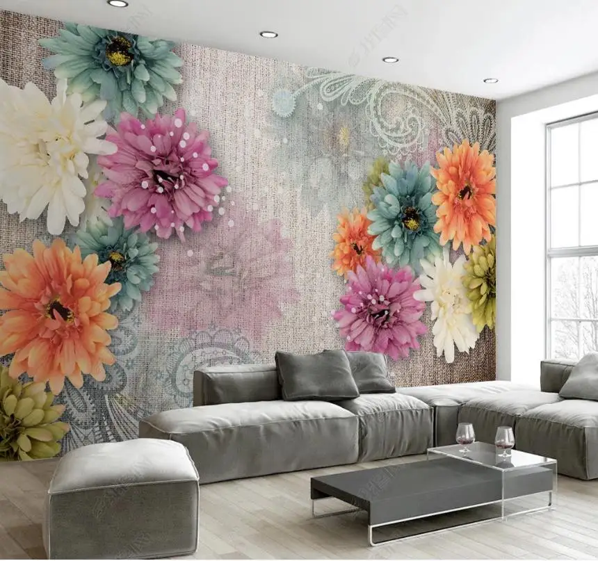 Custom 3D Wallpaper Vintage flowers Parlor Bedroom Hotel Wall papers Home Decor Bedroom TV Background Wall