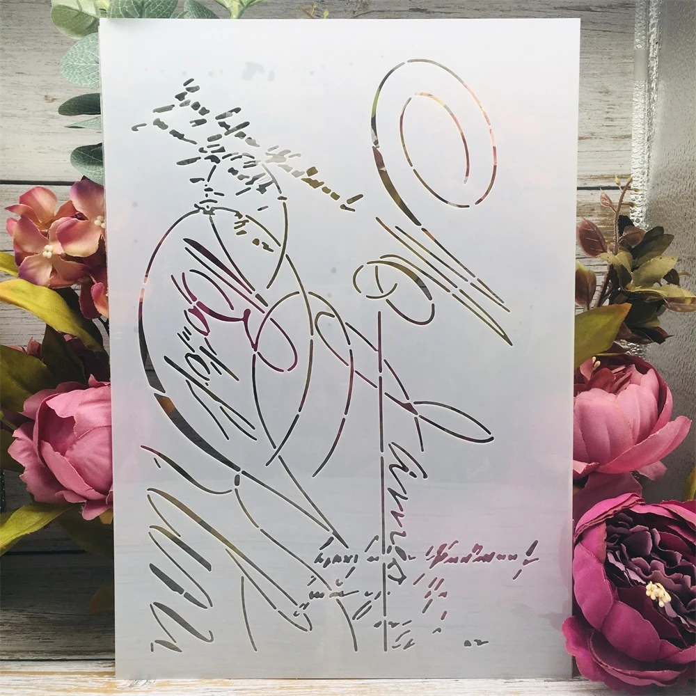 A4 29cm Vintage Handwrite posta mektubu DIY katmanlama şablonlar duvar tablosu karalama defteri boyama kabartma albümü dekoratif şablon