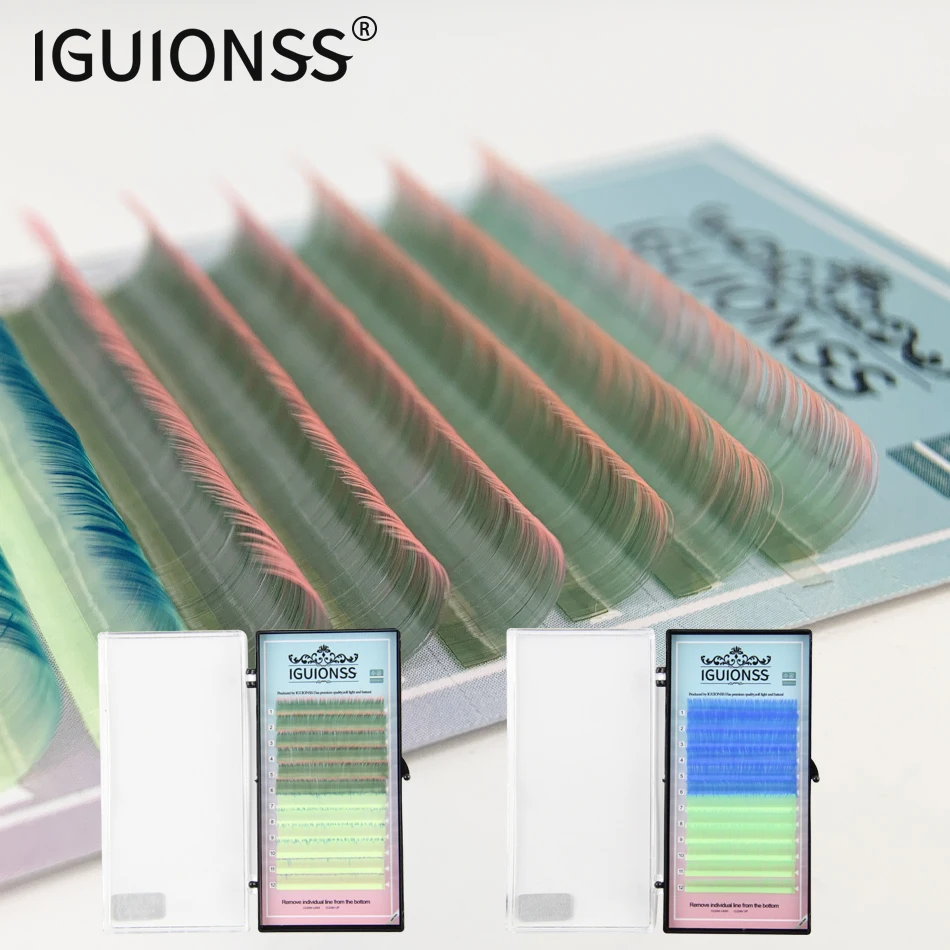 IGUIONSS Colorful Individual Mink Soft Lashes L LU M/LC LD Curl Eyelash Natural Extension Individual Eyelashes Supplies Ellipse