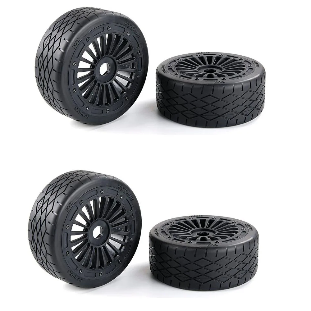 Rubber Tire on Road Tyre Assembly Set with Beadlocks Ring Set for 1/5 Scale Rofun Rovan F5 MCD XS-5 Truck Spare Toys Parts