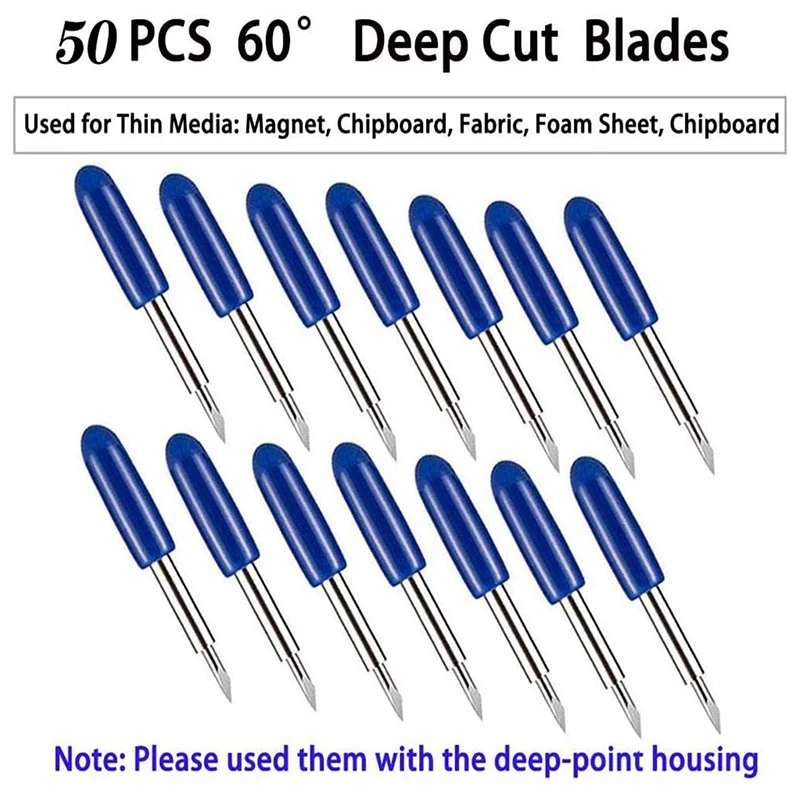 50PCS Deep Cut Blades for Cricut Explore Air 2 Air Maker Expression Vinyl Fabric 60 Degree Cutting Blades Replacement