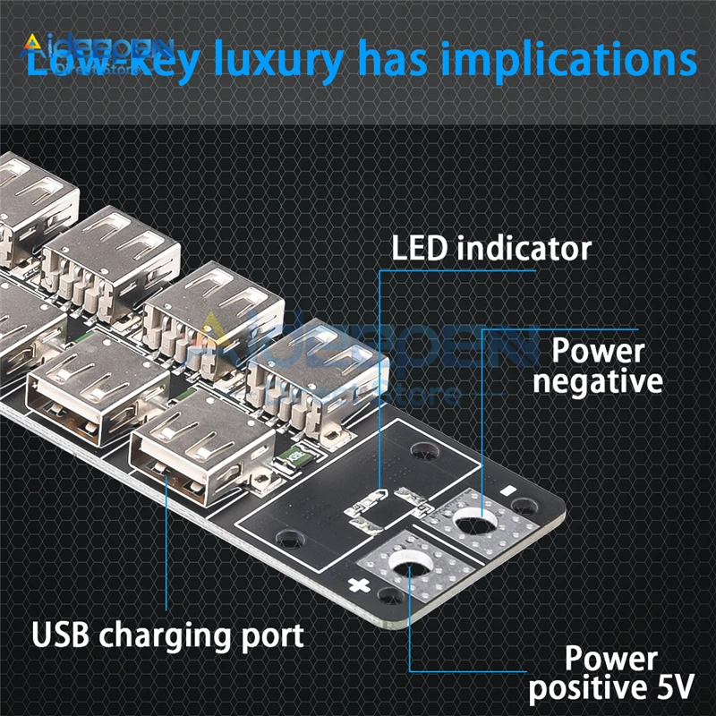 24 منفذ USB وحدة شاحن 4.8-5.2 فولت 48A المدخلات 24 منفذ شحن سريع المقبس مع سلك السيليكون 12AWG لنموذج مجلس إمدادات الطاقة
