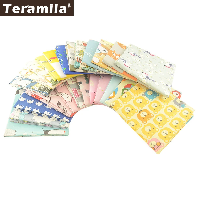 Teramila 50x50cm 100% Cotton Fabric Animal Cartoon Design Telas DIY Patchwork Stoffen Cloth Craft Cushion Pillow Tissu For Kid\'s