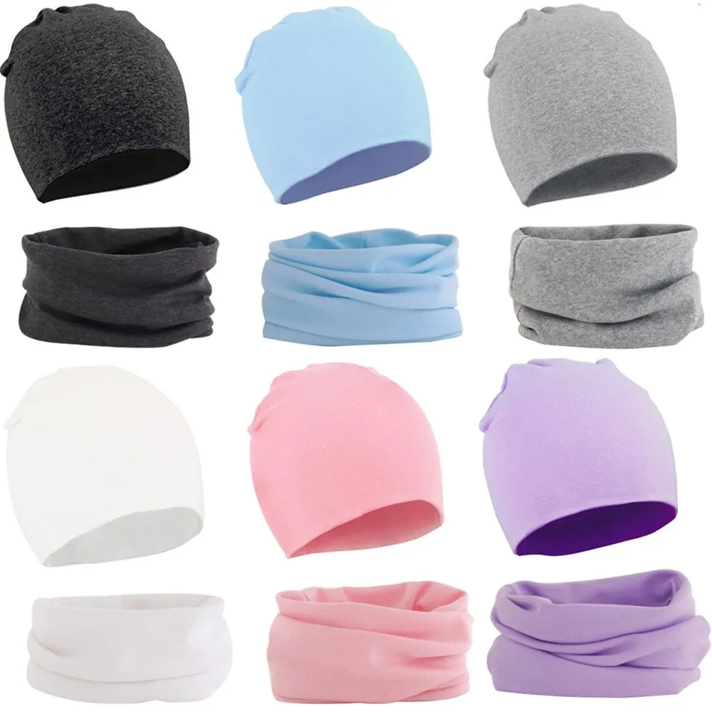 Ensemble bonnet et écharpe monochromes pour bébé, bonnet pour enfant, bonnet chaud pour garçon et fille, accessoires pour bébé, automne et hiver, 2