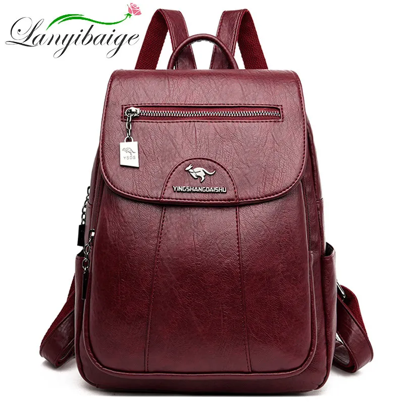 Simple Style Women PU Leather Backpack Women Famous Brand School Backpacks For Girls Daypacks Ladys Backpack Mochila Feminina