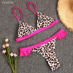 2022 New Ruffle Bikinis Women Swimsuit Push Up Swimwear Bandage Halter Bikini Set Print Brazilian Bathing Suit Swim Suit Female