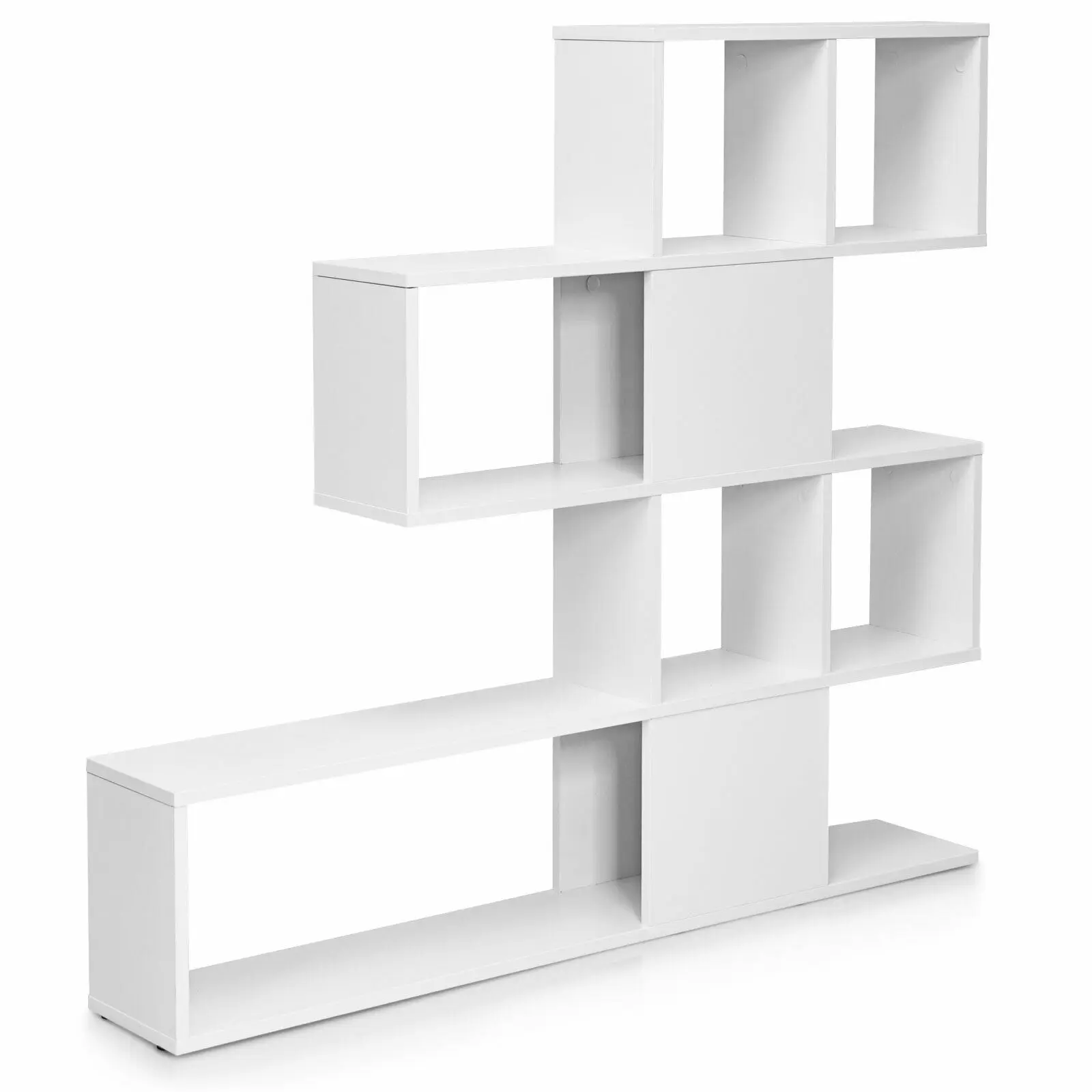 Costway 5-Tier Bookshelf Corner Ladder Bookcase Display Storage Rack White