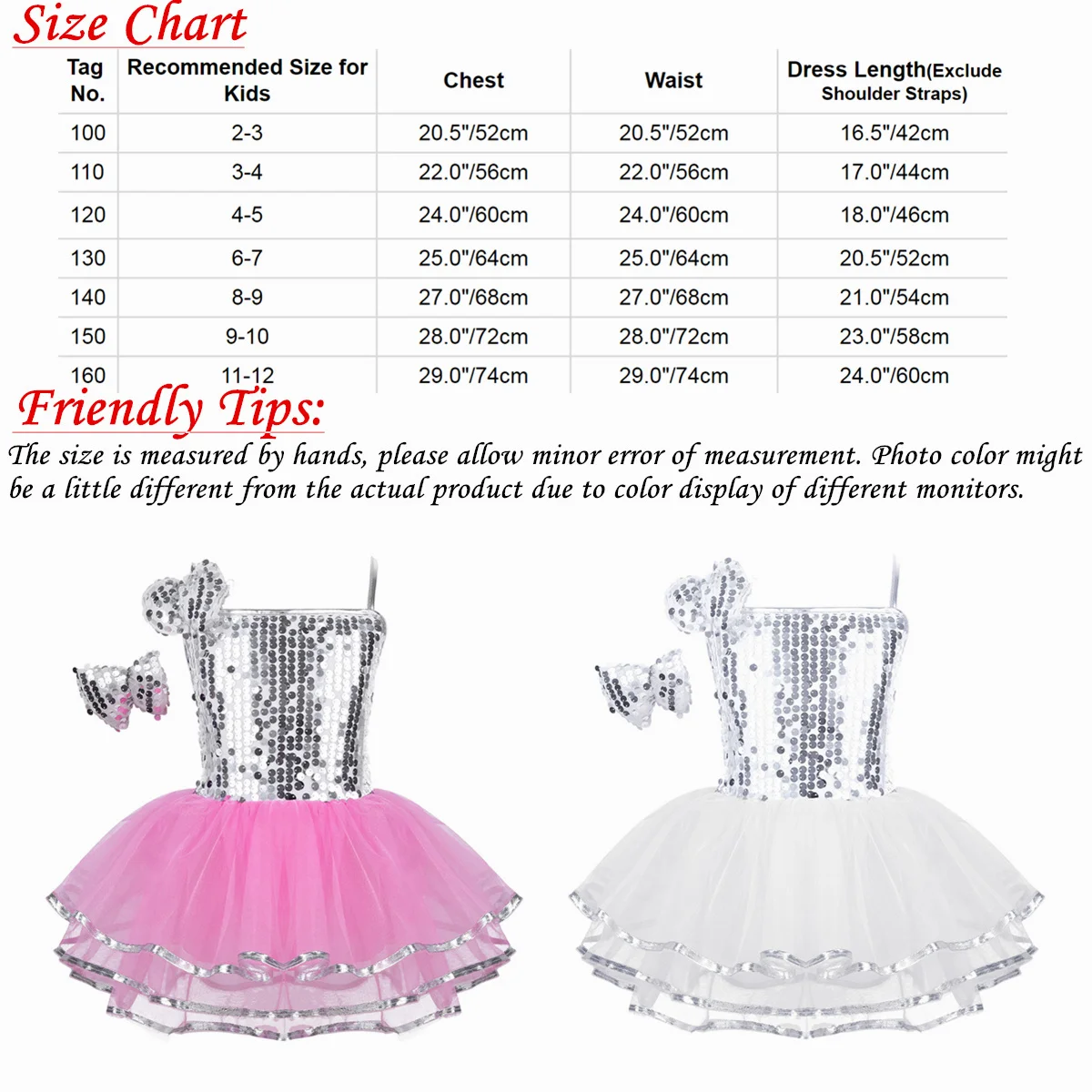 Kids Girls Shiny Sequins Bowknot Dance Tutu Dress for Ballet Modern Jazz Hip-hop Stage Performance Sparkle Dance Costumes