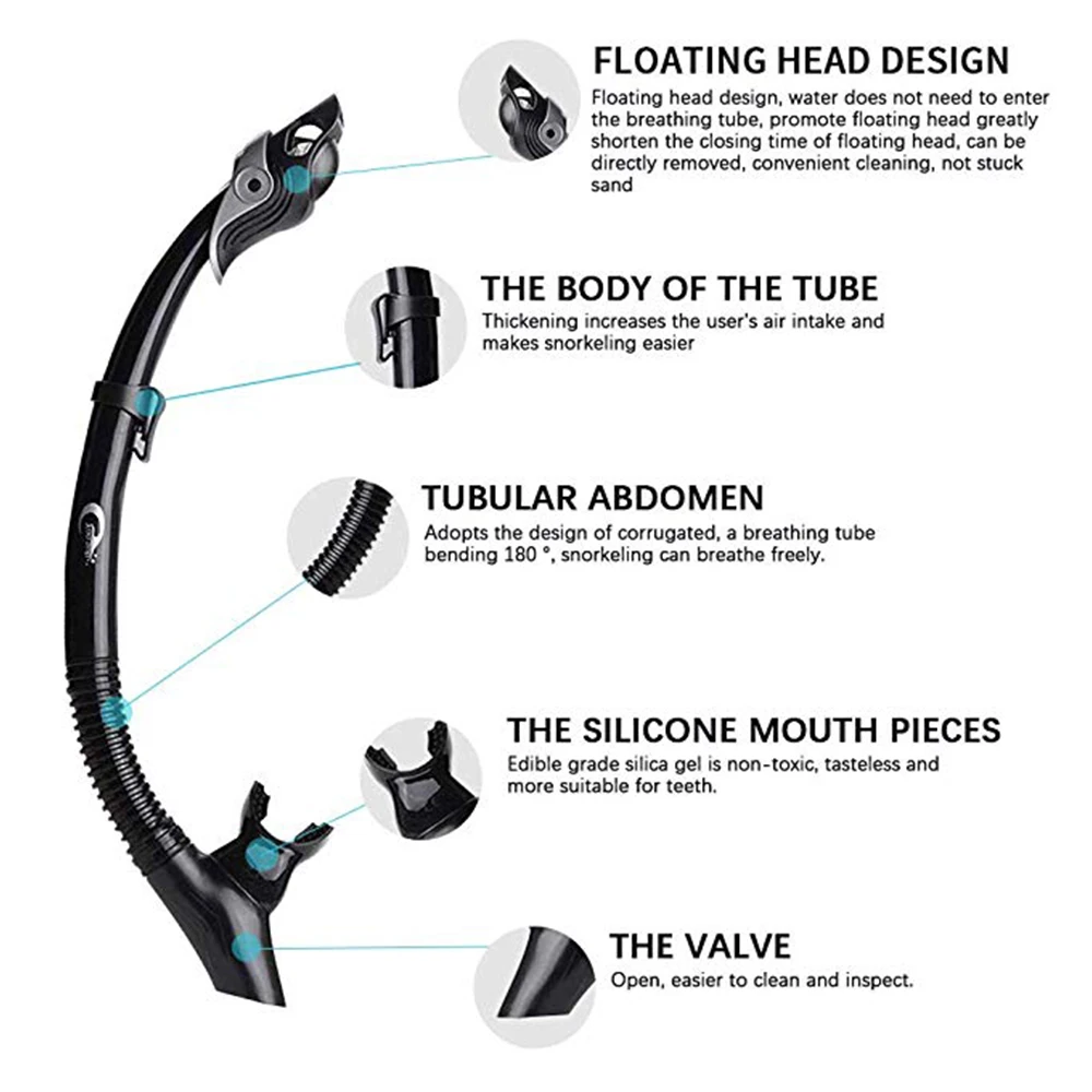 YONSUB-Diving Dry Snorkel, Underwater Scuba Diving Breathing Tube, Silicone Mouthpiece, Swimming Snorkeling Equipment