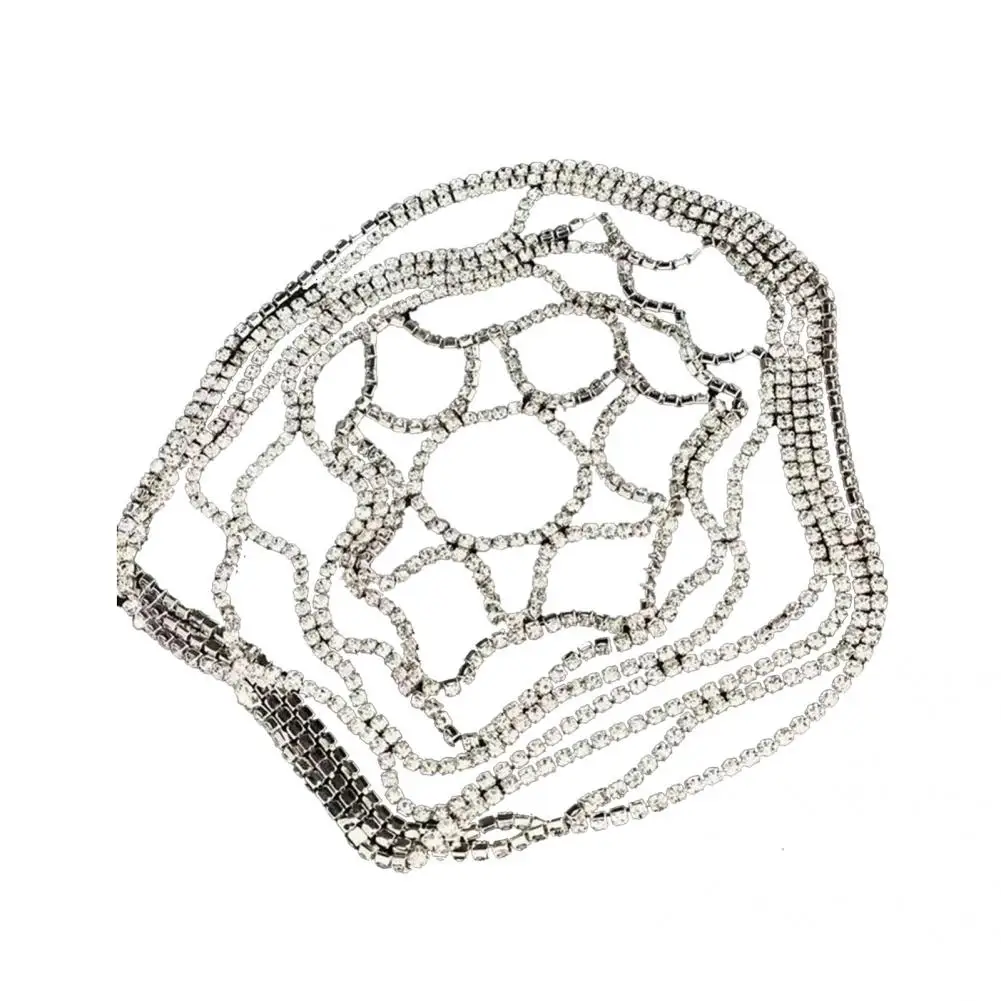 2021 Hollow Rhinestone Mesh Headpiece Wedding Head Chain Jewelry for Women Luxury Crystal Headband Head Cap Hat Hair Accessories