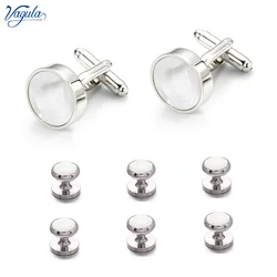 VAGULA Cufflinks Studs in 8PCS Set Classic Gemelos Mother Pearl Tuxedo Collar Stud S21