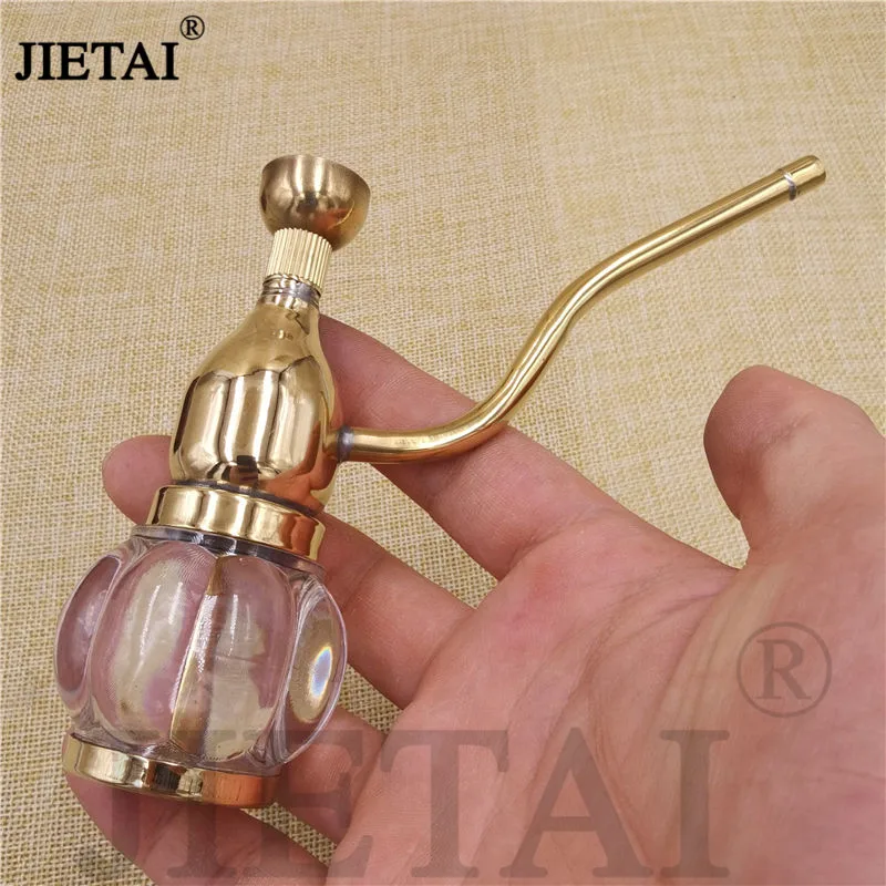 Portable Mini Hookah Shisha Brasss Water Pipe Tobacco Smoking Pipes Transparent Bottle Metal Tube Water Filter Smoking Gifts