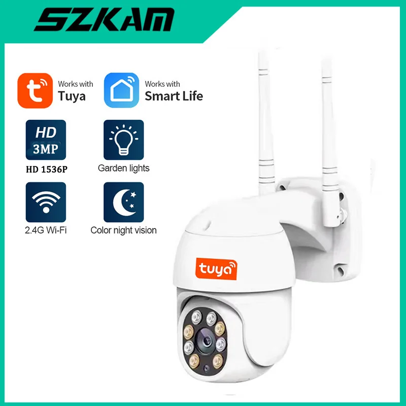 

Tuya Smart Life Outdoor WiFi PTZ Camera 3MP Home Wireless Security Two Way Audio Video Surveillance Cameras Alexa CCTV IP Camera