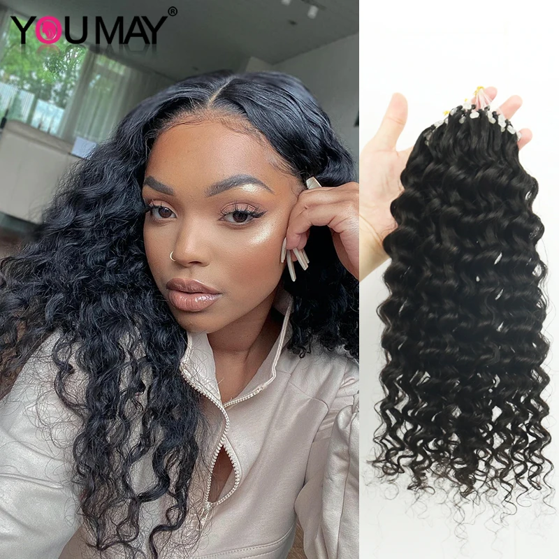 Deep Wave Micro loop Hair Extensions Loose Deep Wave Microlink Hair Extensions Human Hair Brazilian Human Hair Bulks Micro Bead