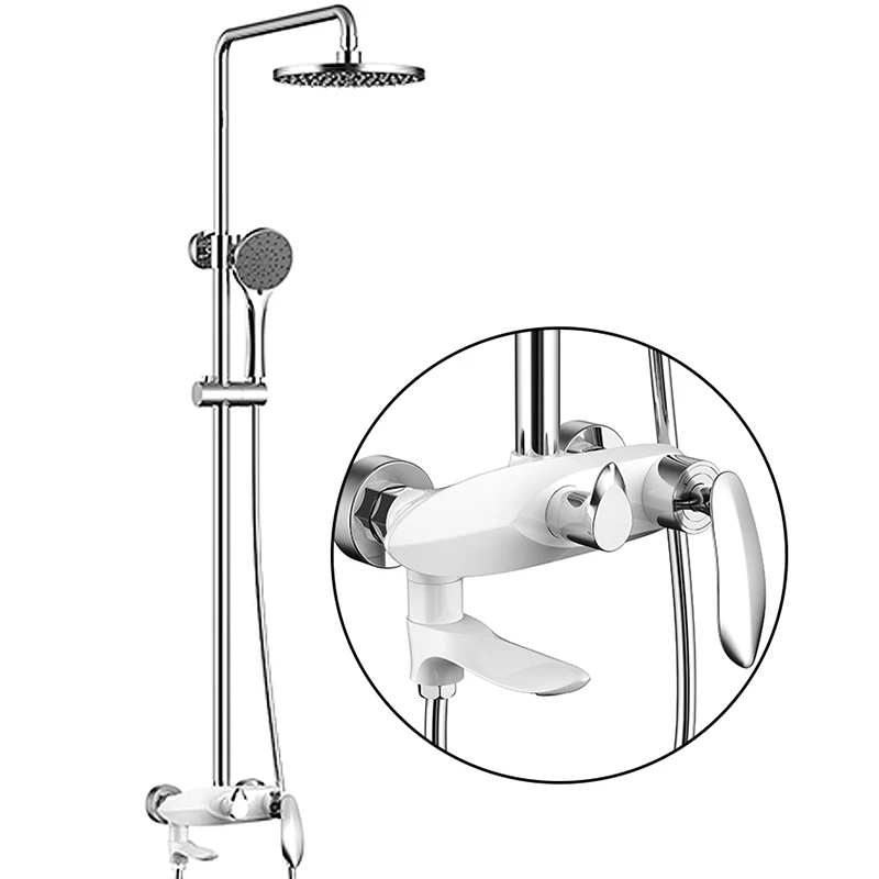 

Shower Faucet Brass Chrome Wall Mounted Bathtub Faucet Rain Shower Head Square Handheld Slid Bar Bathroom Mixer Tap Set 877525L