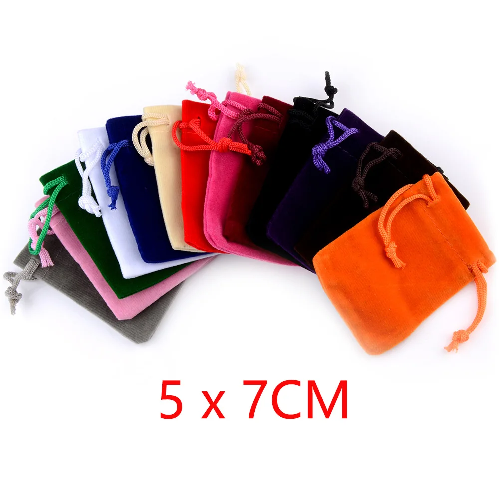 25pcs/Lot 5x7cm Velvet Bags Jewelry Packaging Drawstring Wedding Gift Bag & Pouches For Jewelry Making DIY Wholesales