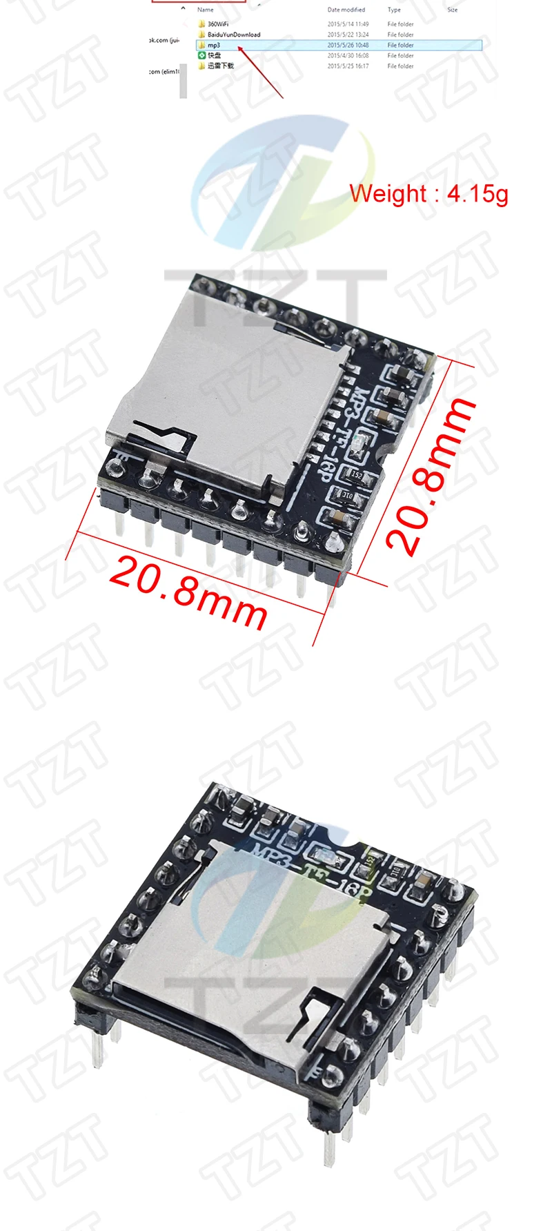 WTV020 GPD2846A Mini MP3 Player Modul TF Karte MP3 Sound Modul Sprach Modul Für Arduino GM Netzteil Modul – Detail 6