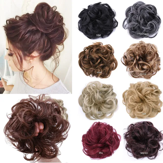 Syntetyczny roztrzepany kok kawałek włosów kręcone faliste włosy kok Scrunchies rozszerzenie dla kobiet włosy Updo treski w kucyk