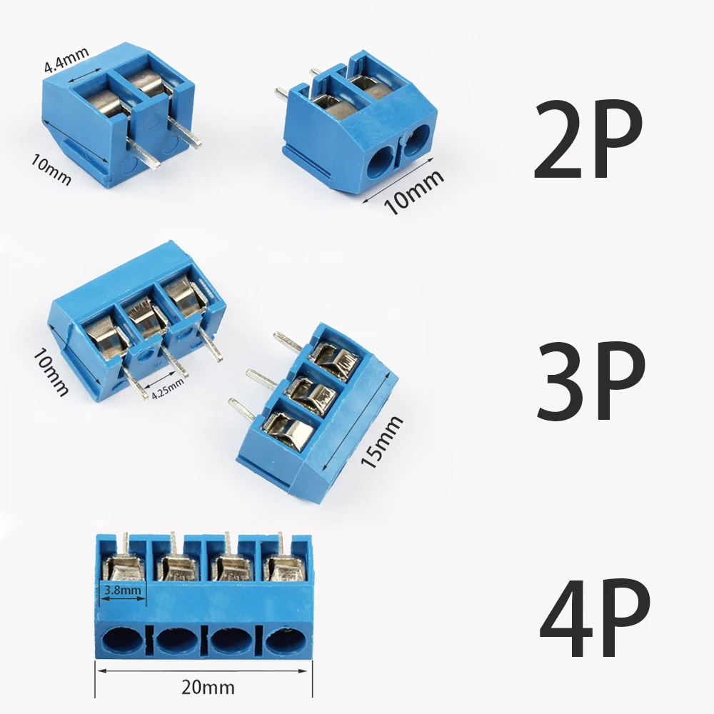 5mm Pitch 5/10 Pcs/lot KF301-5.0-2P KF301-3P KF301-4P Pitch 5.0mm Straight Pin 2P 3P 4P Screw PCB Terminal Block Connector