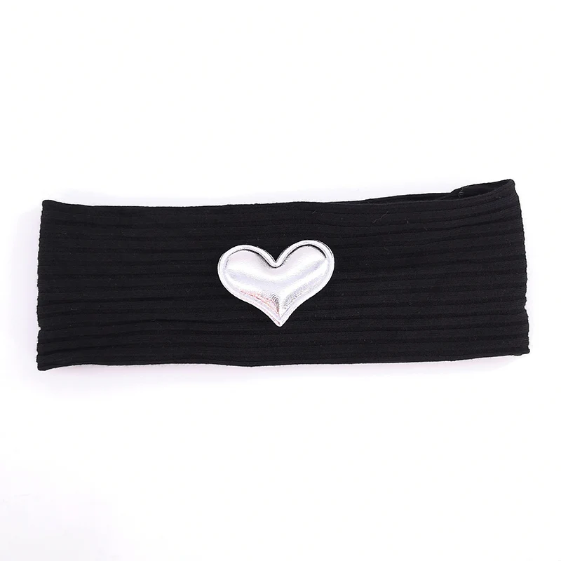 Soft Newborn Baby Girls Heart Patch Cotton Headbands Baby Summer Stretch Ribbed Head Wrap Turban Hair Accessories New born Gifts