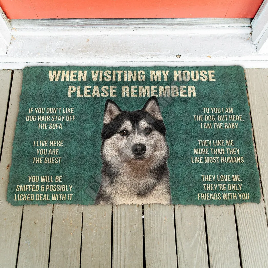 Please Remember Husky Dog's House Rules Doormat Indoor Doormat Non Slip Door Floor Mats Decor Porch Doormat