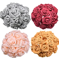 24pcs 7cm Artificial Flower Bouquet PE Foam Rose Fake Flowers For Wedding Birthday Party Decor Supplies Valentine's Day Gifts