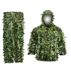 3D hunting suit spring serrated camouflage suit Green Leaves Ghillie Suit Woodland Camouflage Universal Camo
