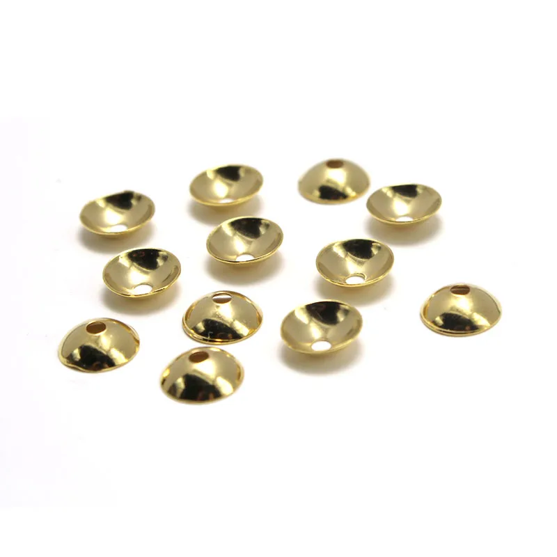 100pcs 3-10mm Gold Color Stainless Steel Round Bead Caps Fitting Spacer Beads for Jewelry Making DIY Components Accessories