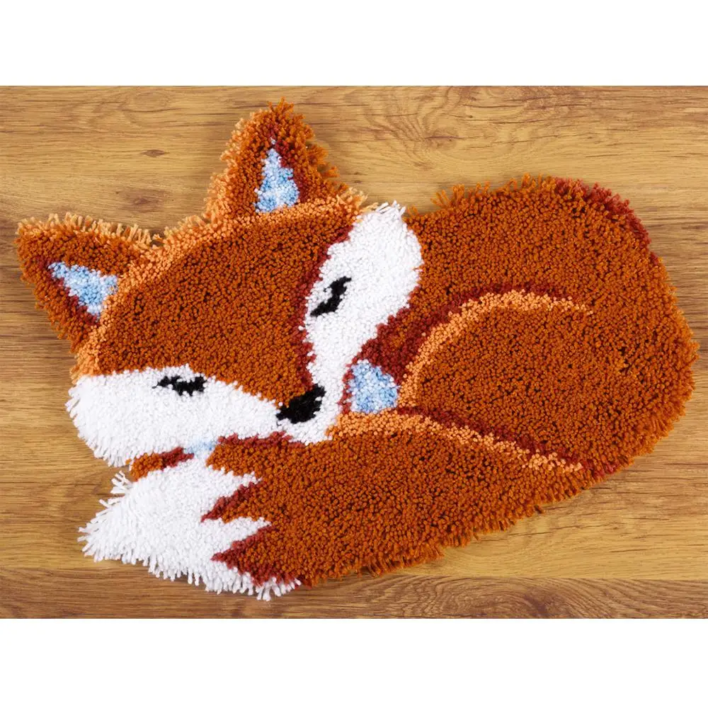 Sleeping Fox Latch hook rug kits crochet hooks Carpet embroidery Stitch threads Set for embroidery hobby craft embroidery diy