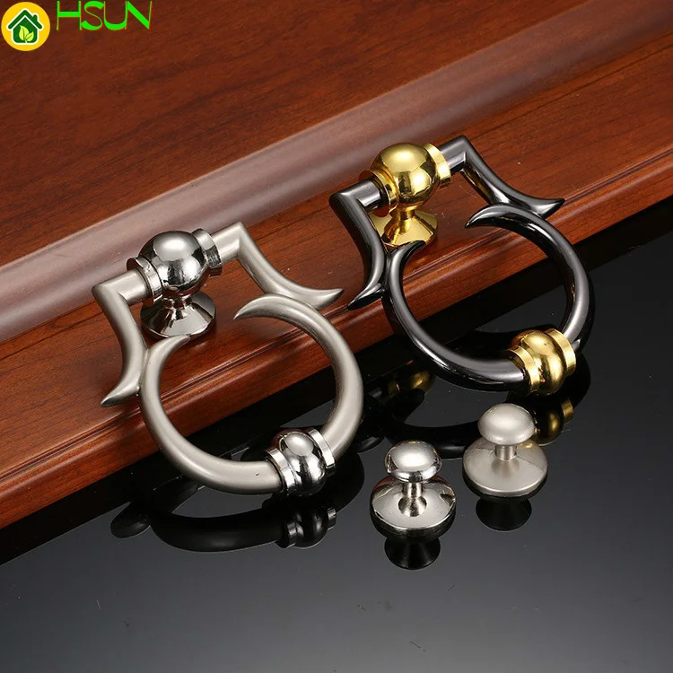 

Black-Gold/Silver/Black Knocker Gun European Luxury Simple Knocker Zinc Alloy Knock Ring Door Knocker Furniture Handle Hardware