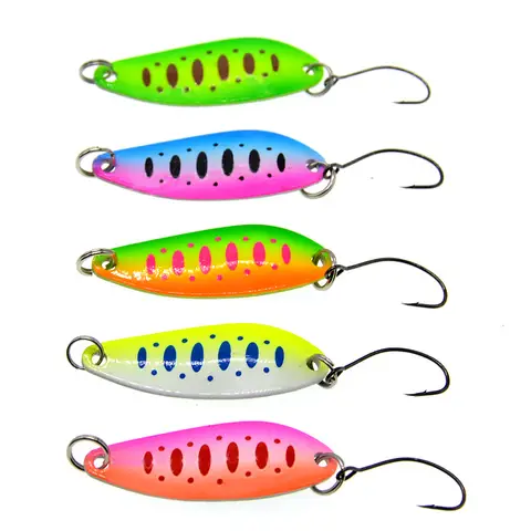 JYJ 5pcs a bag Hard metal fishing spoon bait , "S"shape colorfull fake lure spinner fishing tackle wobbler bait