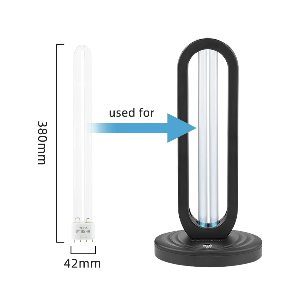 AC220V High Ozone UVC Sterilizing Lamp Tubes 38W Ultraviolet Germicidal Lamps 2G11 UV Disinfection Spare Light Tube  253.7nm