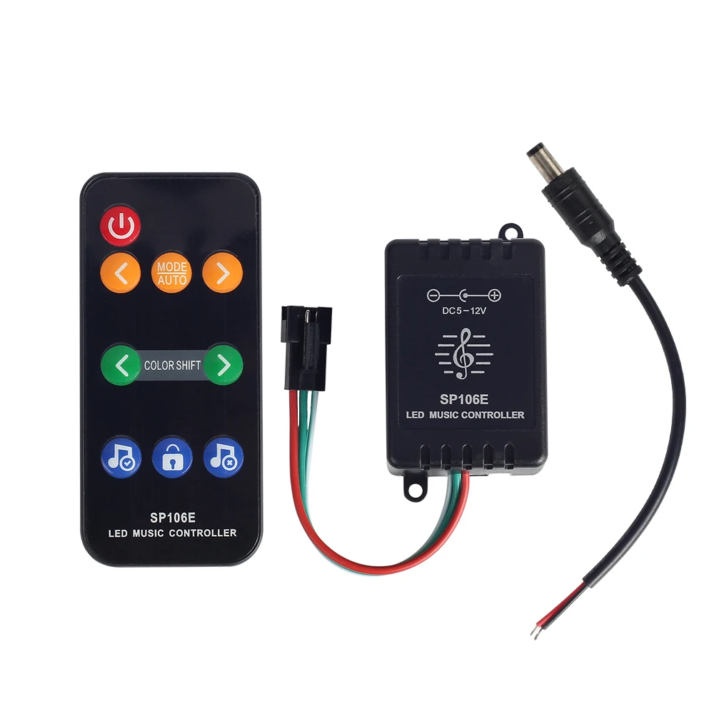 SP106E 9keys Music control LED Strip set Music Sync Dream Color WS2811 RGB SMD5050 Strip Lighting with Remote Power Adapter kit