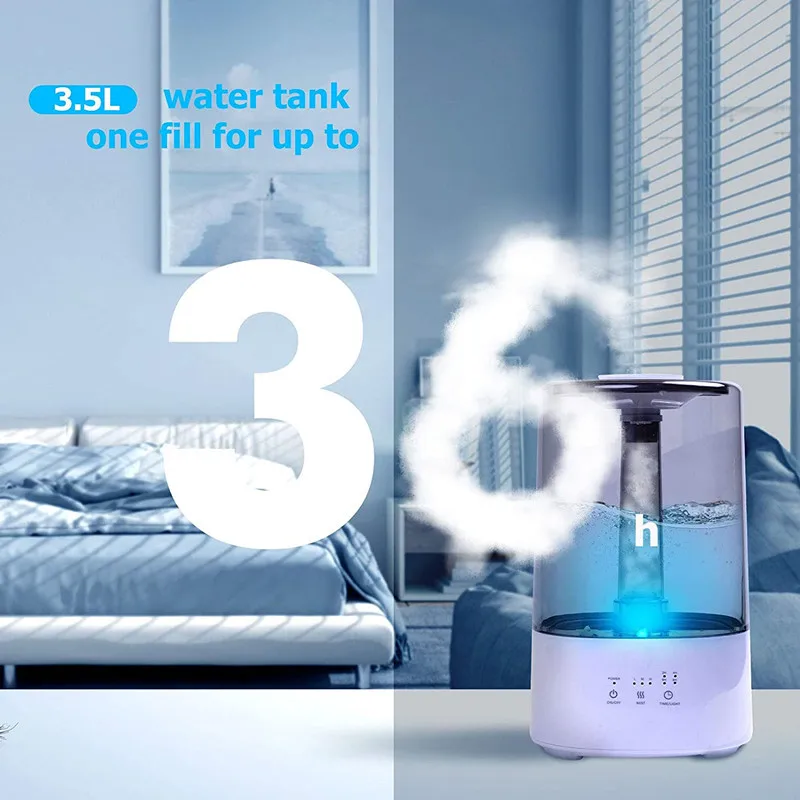 3.5L Humidifier for Bedroom Quiet Baby Cool Mist Ultrasonic Humidifier Auto Shut Off Top Filling Indoor Plant For Home Nursery