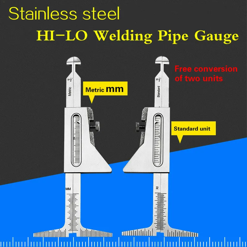 stainless steel HI-LO Welding Pipe Gauge 0.5 Accuracy Welding Inspection Gage Metric & Standard Accurate Weld Tester 158*64mm