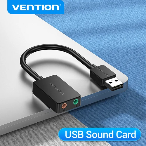 Tarjeta de sonido Vention USB a adaptador de interfaz de Audio de 3,5mm tarjeta de sonido externa para PC portátil PS4 auriculares micrófono tarjeta de sonido USB