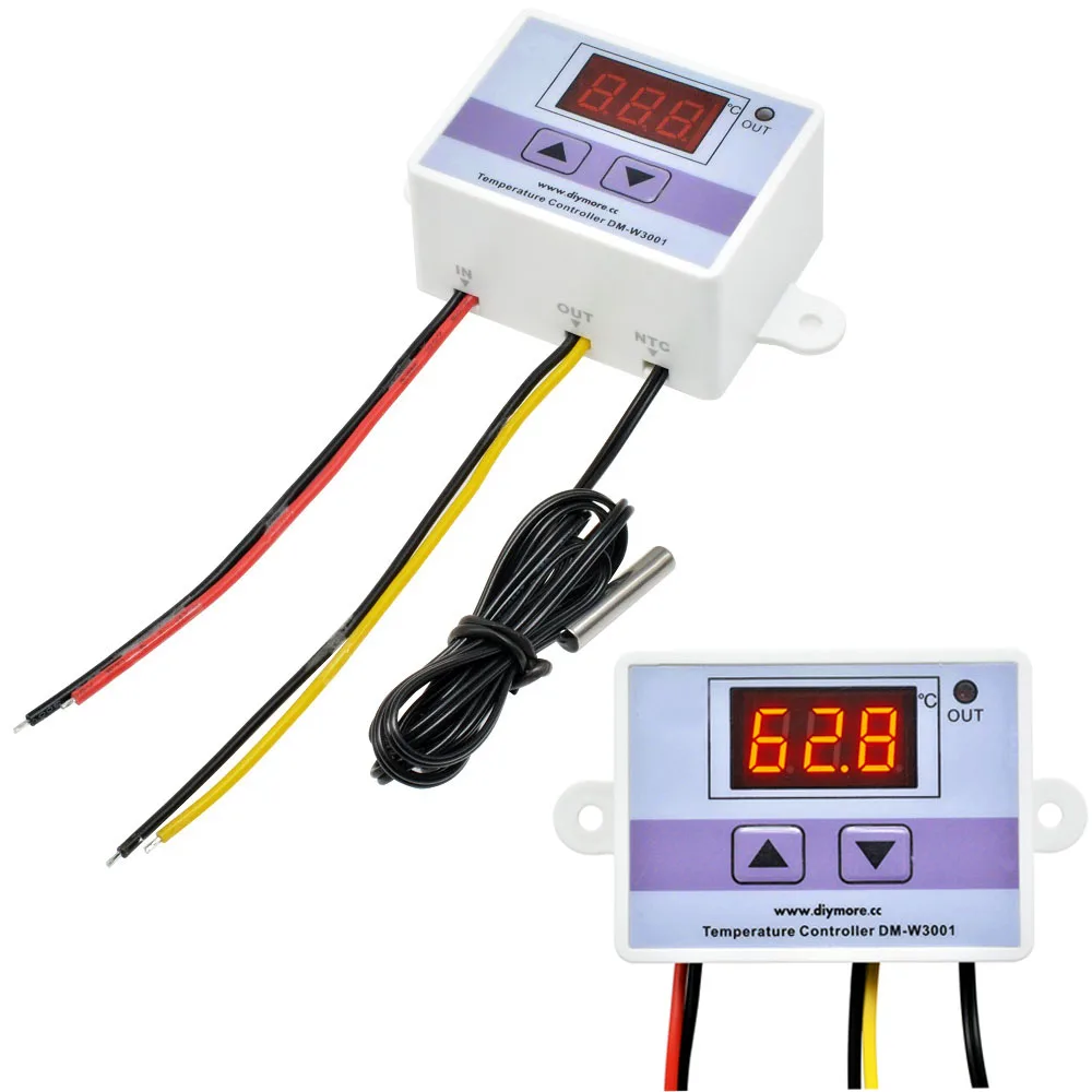 Temperature Controller  DC 24V 110V-220V 12V Digital LED Temperature Controller Thermometer Thermo Controller Switch Probe