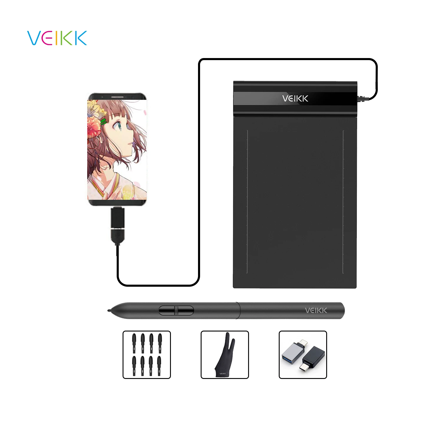 VEIKK S640 Graphics Tablet 6X4 Inch with Free Pen Digital Drawing Tablet Online Teaching & Learning for Beginner Kids and OSU